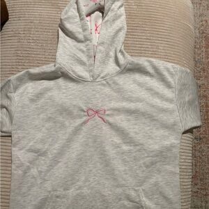NEW Light Grey Hoodie with pink bow details